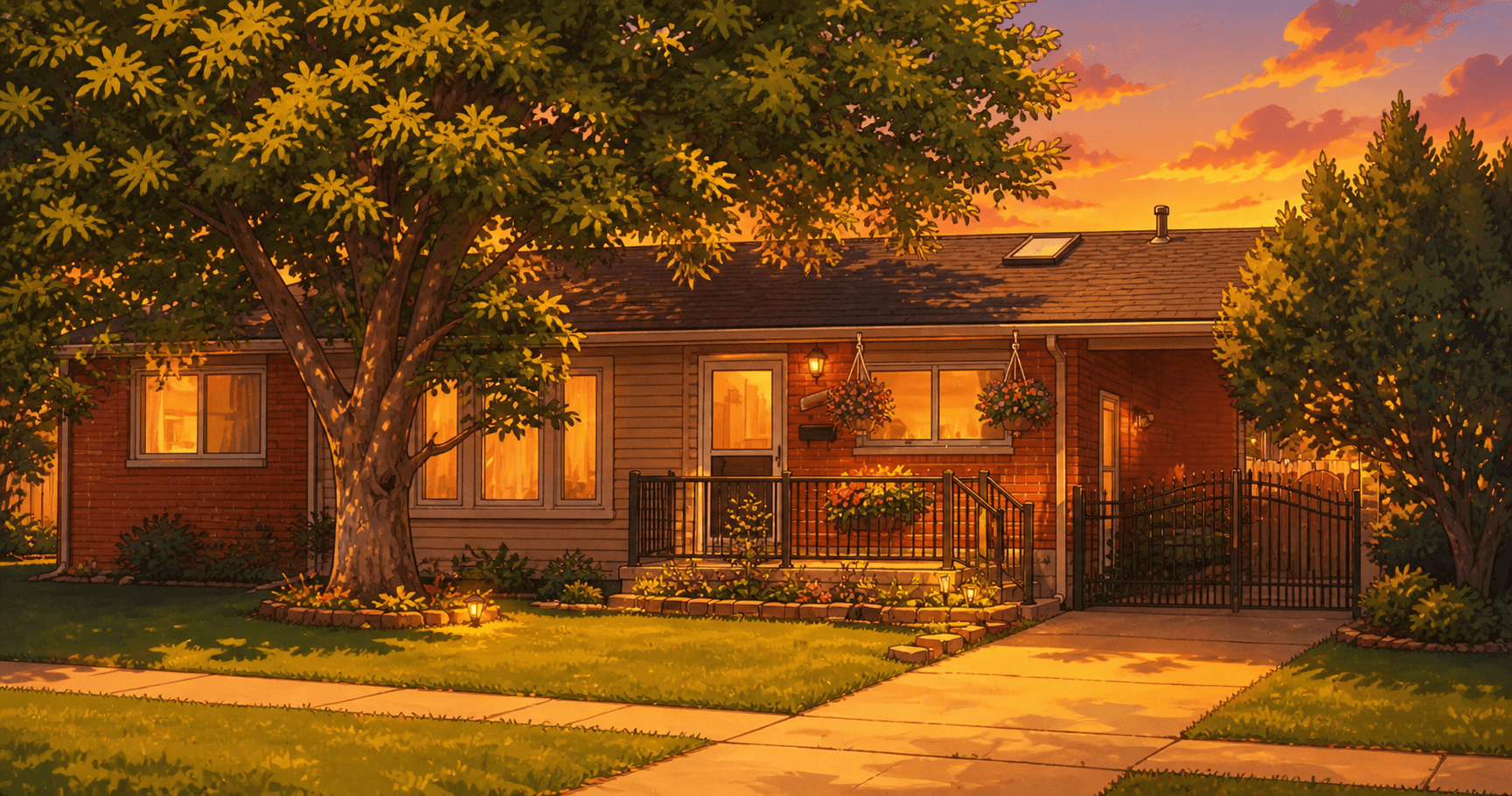 Donika's home kitchen in Westland, Michigan at sunset